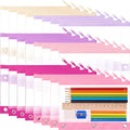 24 Pack Pencil Pouches for 3 Ring Binder Bulk Enlarge Clear Window Pencil Pouches Zipper Pen Case 3 Reinforced Grommet Pen Bag for Binder Utensil Organize Office Supplies(Pink Purple Colors)