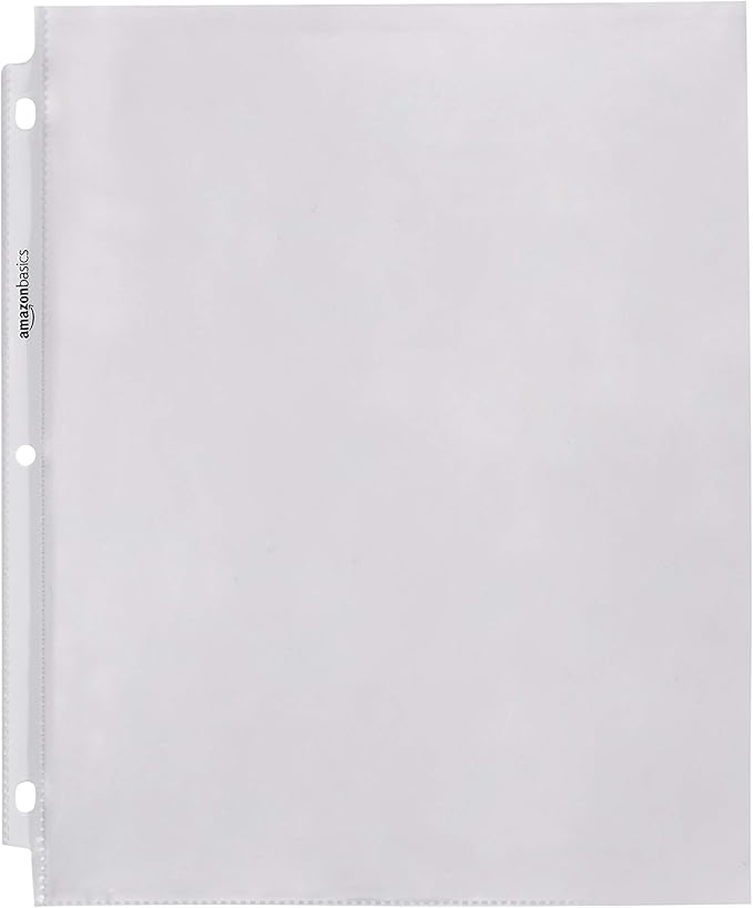 Amazon Basics Heavy Duty Sheet Protectors for 3 Ring Binder, Top Loading, 8.5 x 11 inch Letter Size, Clear, 100-Pack