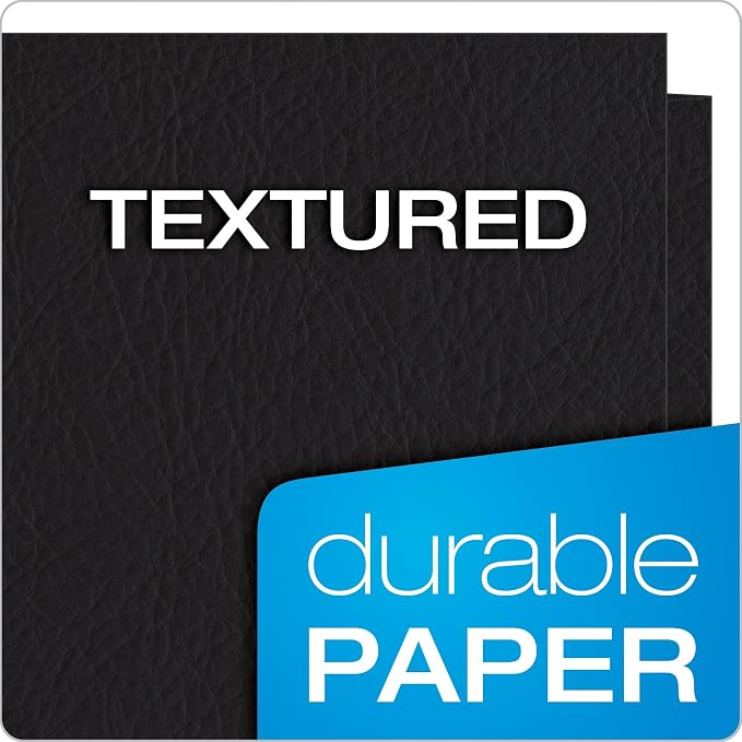 Oxford Twin-Pocket Folders, Textured Paper, Letter Size, Black, Holds 100 Sheets, Box of 25 (57506EE), 8-1/2 x 11