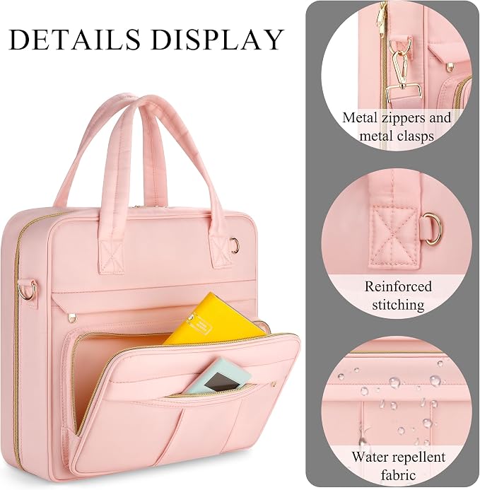 Zipper Binder | 3 Inch O-Ring, 600 Sheet Capacity Trapper Keeper with Shoulder Strap & Handle, Binder Bag with Multiple Storage Pockets, Fits 13" Laptop (Pink)
