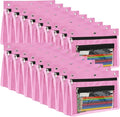 YoeeJob 18 Pack 1 Inch Expandable Zipper Pencil Pouches with Clear Window for 3 Ring Binder, Suitable for School & Office（Pink）