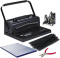 Binditek Spiral Binding Machine, 4:1 Pitch, 20-Sheet Punch, with Bonus Kit | 46 Disengageable Pins, Electric Coil Inserter, Adjustable Side Margin, with 100 8Mil PVC Covers, 100 5/16 in Coils and Pliers