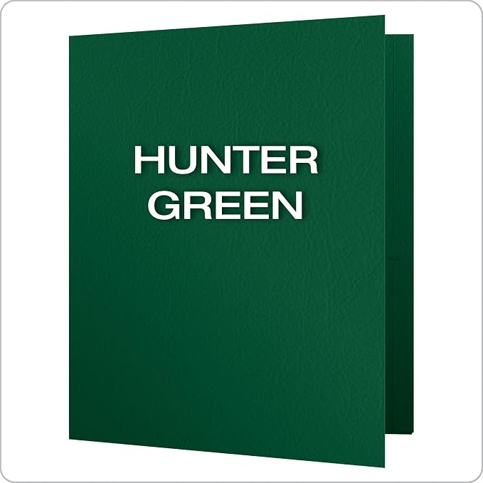Oxford Twin-Pocket Folders, Textured Paper, Letter Size, Hunter Green, Holds 100 Sheets, Box of 25 (57556EE) (Pack of 2)