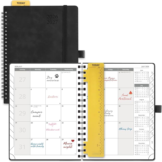 POPRUN 2026-2027 Monthly Planner, 6.5" x 8.5" Agenda, 18 Month Calendar