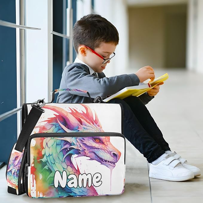 Custom Colorful Dragon 3 Ring Binder Bag 1.5 inch Personalized Name Binder Organizer 500 Sheet Documents Storage for School Office