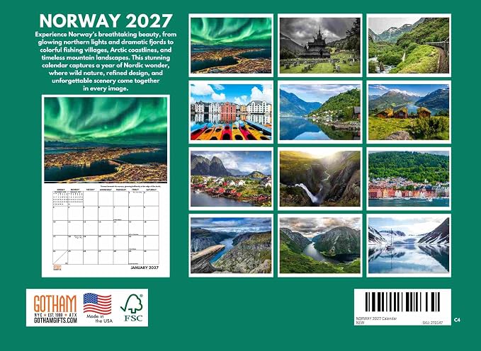 Norway Calendar 2027 Norwegian Monthly Wall Calender 12 Month