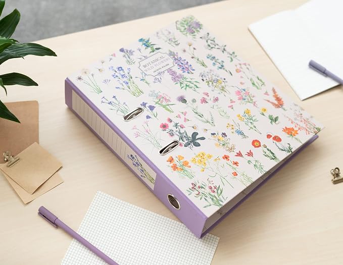 Grupo Erik Wild Flowers Lever Arch File - 2 Ring Binder A4, Cute Gifts | File Organiser 11 x 12.6 in - 28 x 32 cm Folders for Paperwork A4 | Cute Stationery Gifts