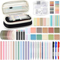 Sinload 60 Pcs Aesthetic Book Annotation Kit School Supplies Cute Pencil Case Mini Stapler Set 12 Highlighter 5 Gel Pen 6 Pencil 5 Magnetic Bookmark 1220 Sticky Note Student Stationary(Black)