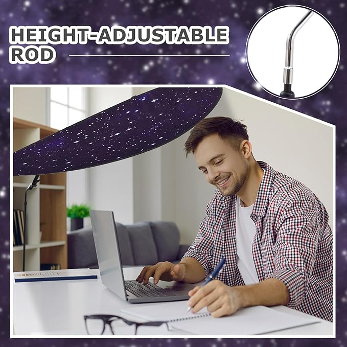 Large Adjustable Office Cubicle and Desk Shade,51'' Portable Cubicle Light Shade with Clamp Foldable Rotatable Canopy Blocks Light or Disturbance for Working Accessories(Starlit Sky)
