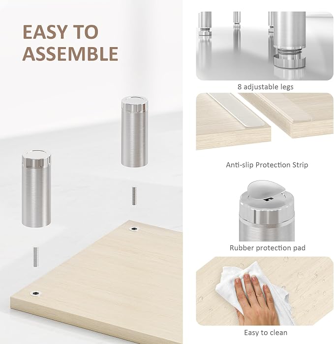 Dual Monitor Riser - Adjustable Length & Angle, Wooden Stand for 2 Monitors with Storage