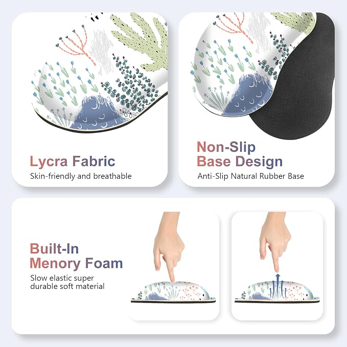 Large Gaming Mouse Pad Set, 4 in 1 Extended Keyboard Desk Mat with Wrist Rest, PC Computer Game Mousepad Set, Non-Slip Desk Pad Protector Easy Typing Pain Relief for Home Office I Cactus Plants
