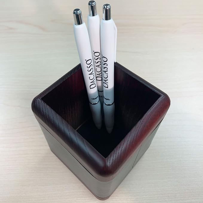 Dacasso Rosewood and Leather Pencil Cup