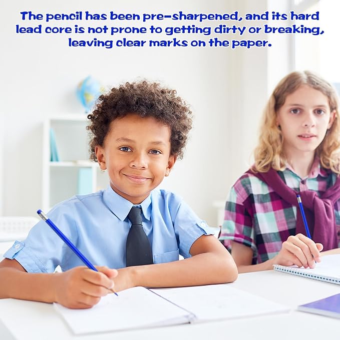 24PCS Erasable Colored Pencils with Eraser Pre Sharpened Pencil 2 HB - Ideal for Checking, Grading, Tests & Office/School Supplies (Blue)