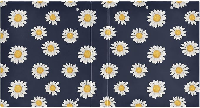 Flower Daisies Floral Hard Cover Ring Binder 1.5 Inch 3 Ring, Printed Ring Binder with Metal Non-Slip Clip Clear Pocket Water Resistant Round Ring Binders for Recipe Budget Office