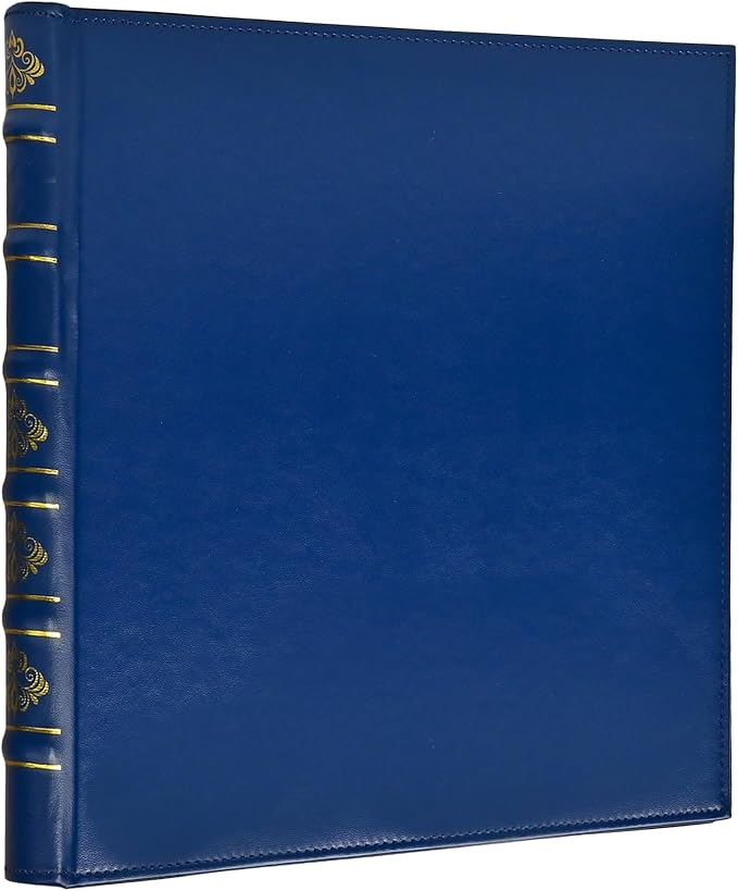 LETVPVOW Vintage Hardback 3 Ring Binder 1 Inch, Professional Leather Binder 3 Ring, Three Ring Binders Fits 8.5" x 11", D Ring Binders for Photo Album, Home, School and Office Supplies- Blue