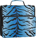 3 D-Ring Zipper Binder Bag, Blue Tiger Black Stripes Pattern Removable Binder with Zipper Case Hold 300+ Sheets& 13 Inch Laptop for School Office Supplies Organizer