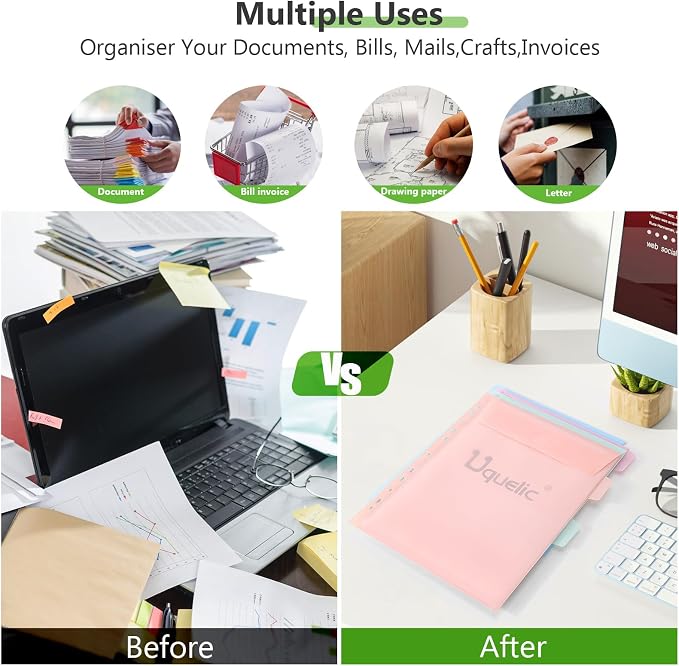 Uquelic Document Organizer, Soft PVC 3 Ring Binder with 12 Pockets | Colorful Zipper Binder with Dividers Letter Size, Large Capacity Cute Folder for School, Office & Home Use (Grey)