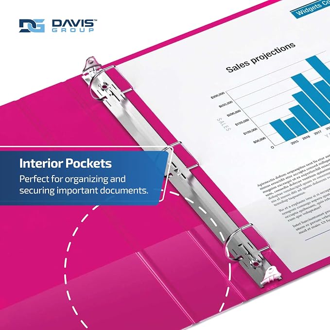 Premium Economy 3-Ring Binder, Spine Label, 1" D Rings, 6 Pack | Heavy-duty binder, fits 8.5" x 11" paper, pink, customizable spine, made in Canada, ideal for school or office use