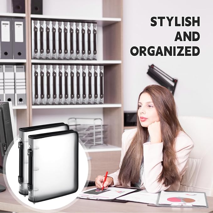 Teling 8 Pcs 2 Inch Zipper Binder 3 Ring Organizer, White | Secure Zipper Closure, Refillable 3 Ring Design, Handle Carry, Fits Letter Size Papers for School, Office and Projects