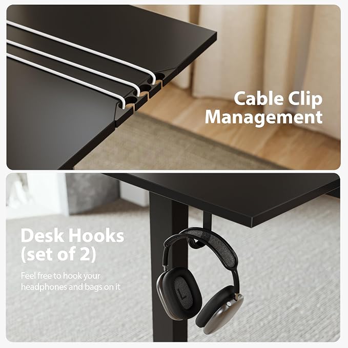 Agilestic 63 x 55 Inch L Shaped Electric Standing Desk, Black | Corner Desk, Ample Workspace, Memory Presets, Hooks, Stable Steel Frame,176 lbs Capacity, Easy Assembly, Splice Board