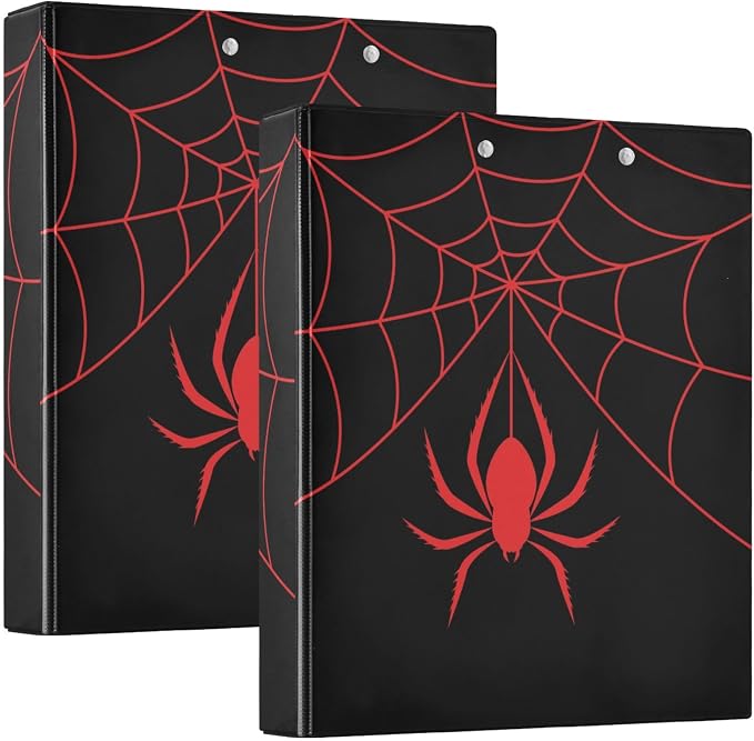Halloween Spider Red Decorative 3 Ring Binder 1.5 Inch Large View Binders with Pockets File Organizer for Office College School, 1 Pack