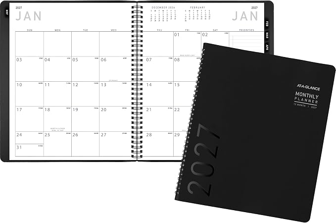 AT-A-GLANCE 2027 Planner, Monthly, 9" x 11", Contemporary, Black (70260X0527)