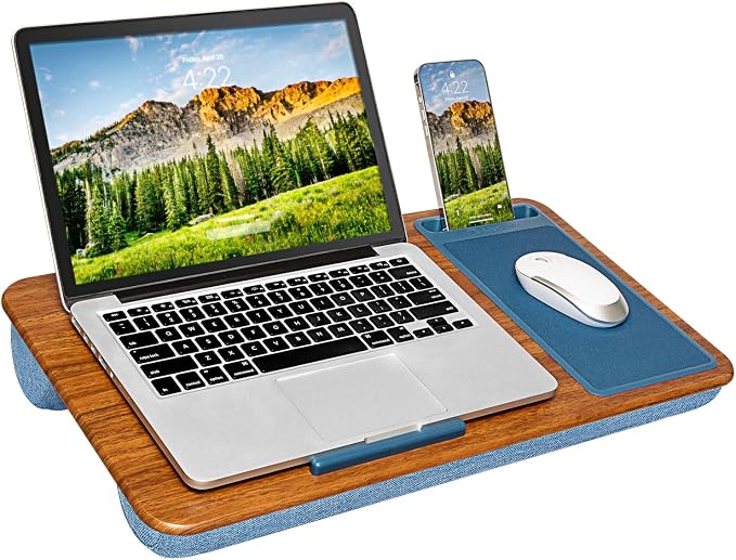 LAPGEAR Home Office Lap Desk – Espresso Blue, Fits 15.6” Laptops