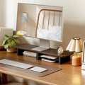 31.5" Dual Monitor Riser, Metal Shelf Wooden Desk Organizer | Walnut Wooden Desk Shelf for 2 Monitors/TV,Monitor Stand Riser for Desk, Wood Monitor Stand Organizer for Home Office