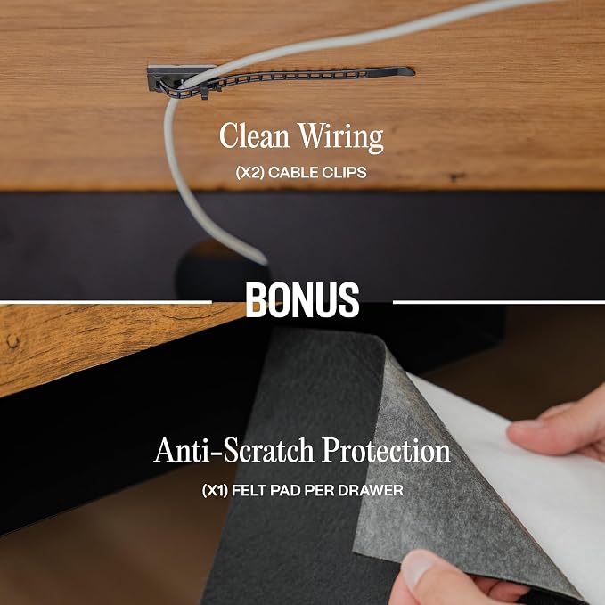 Under Desk Drawer Slide-Out - Lockable Metal Storage Drawers with Cable Management for Office & Home (Triple, Non-Bracketed)