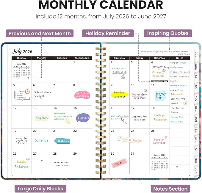 ZOTIA Planner 2026-2027, Jul 2026-Jun 2027 Weekly & Monthly Calendar
