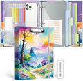 3 Ring 1 Inch Binder Organizer, BVSSX Three Ring Binders with Clipboard, 5-Tabs Pockets Dividers, Plastic Folder, 18 Divider Stikers,Pen Loop (Rainbow Trail, Letter Size)