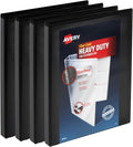 Avery Heavy Duty View 3 Ring Binder, 0.5" One Touch Slant Ring, Holds 8.5" x 11" Paper, 4 Black Binders (79708)