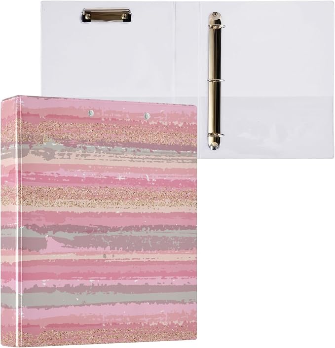 Pink Round Ring Binders 1.5 Inch Marble Tie Dye 3 Ring Clipboard Binder for Office School Work Supplies File Folder Document 200 Sheet Capacity Easy Open 2 Pieces