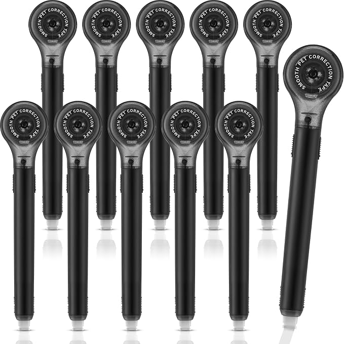 Gersoniel 10 Pack Correction Tape Pen for School Office,Black Color