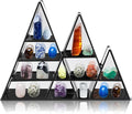 Cinnvoice Rock Display Case 30 Grids,Black Border, Mountain Style | Adjustable Acrylic Display Case, Crystal Organizer for Collectible, with Built-in Mirrored, Magnetic Door, Wall Mount