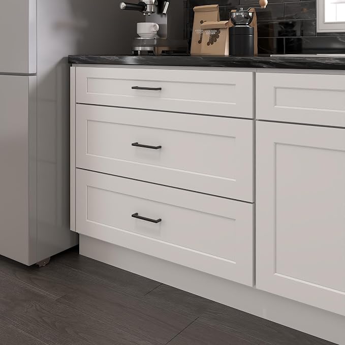 Furinno Shaker Drawer Base Kitchen Cabinet with 3-Drawers, Ready to Assemble, 24 D x 36 W x 34.5 H, White