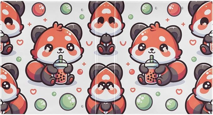 3 Ring Binder Cute Red Panda Bubbles 1.5" Round Ring Binders View Binder with 200 Sheet for Kids School Supplies Women Men Office, 1 Pack