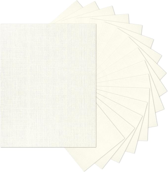 8.5x11 Ivory Textured Cardstock 80lb Linen Paper 100 Sheets | Goefun Light Cream Cardstock Wedding Invitation Cards Linen Paper for Printing, Invitations, Arts & Crafts and Resumes
