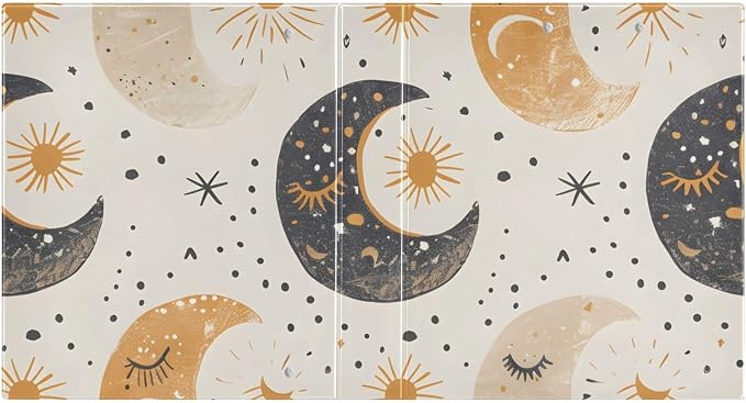3 Ring Binder Boho Moon Phases Beige White 1.5 inch Binders Three Ring Binders with Clipboard Fit 8.5'' x 11'' Paper 3 Interior PVC Clear Pockets for Office Supplies