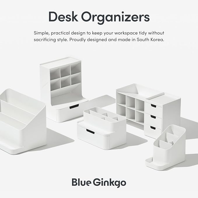 BLUE GINKGO Hive Pen Desk Organizer, Green, Made in Korea | 6 Compartments. Full Drawer. Everyday Storage.