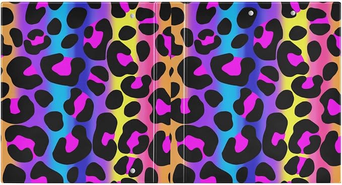 3 Ring Binder, Leopard Print Cheetah Neon Gradient File Folder Holds 200 Sheets File Storage for Women Men School Office Supplie