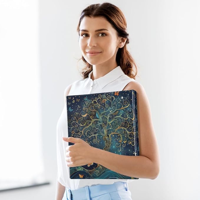 Tree of Life 1.5 Inch 3 Round Ring Binders with Pocket Clip, Holds 200 Sheets Documents for Office Classroom Student Organization Hard d Ring Binders with Printed