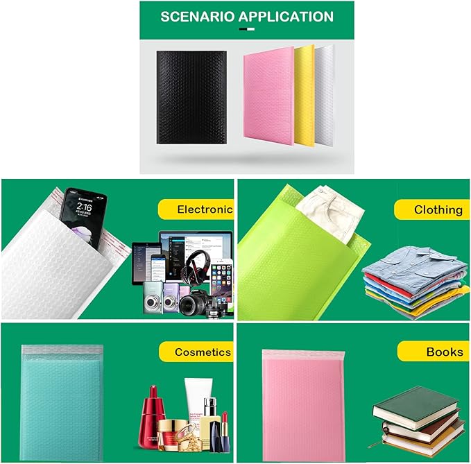 Shipping Bubble Mailers MEIANJU Padded Poly Mailer Envelopes L13xW10 inch Packaging Mailing Envelope Bag Self Seal Package Mail Supplies,black-25PCS