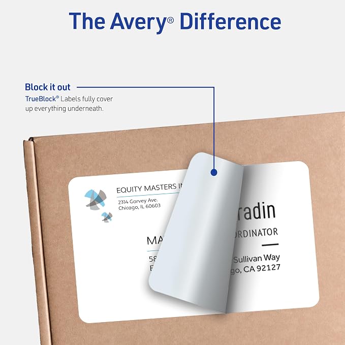 Avery Half-Sheet Printable Shipping Labels, 5.5" x 8.5" Customizable Stickers, White, 200 Blank Mailing Labels, Great for Mailing, Shipping, Organizing, and More (5126) (Pack of 5)