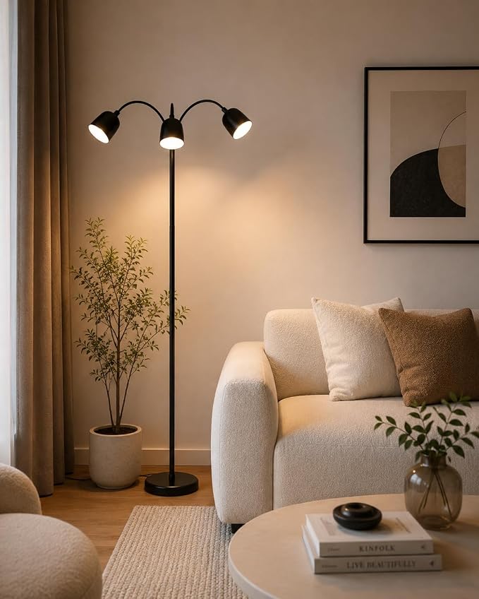 1700K Ultra-Warm 3-Head Floor Lamp, 80.7" Tall Standing Lamp with Stepless 1700K-6000K Color Temperature and Brightness, Individually Controlled Lights, Remote, Timer & Memory for Living Room Bedroom