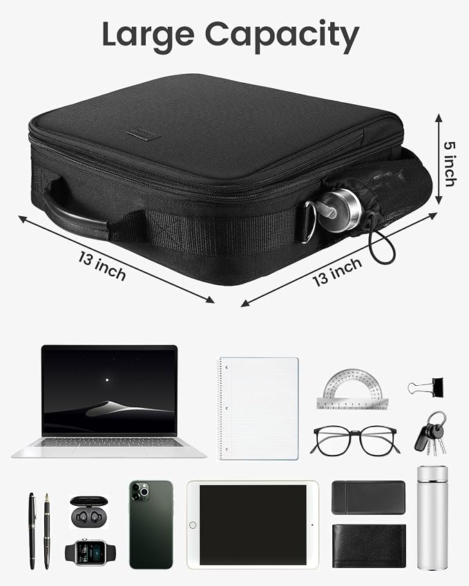 Zipper Binder 3 Inch D-Ring 3 Ring with Water Bottle Holder | Binder with Strap for School/Office, 700 Sheet Capacity-Multiple Pockets, Fit for 13" Tablet/Laptop, Black