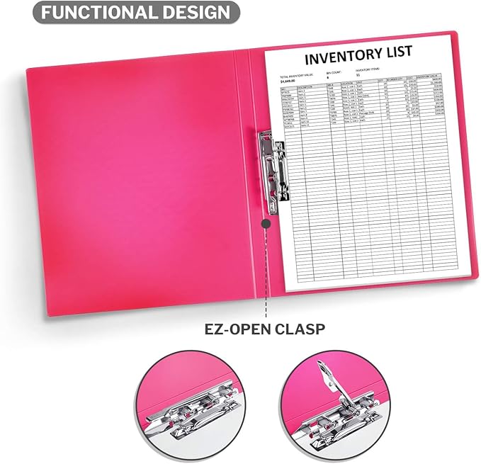 CRANBURY Punchless Clamp Binder, Ringless 8.5x11 Folder, 4-Pack | Assorted Colors, Holds 100 Letter-Size Pages, Strong Metal Clip, Transparent Acid-Free Poly, Home & Office