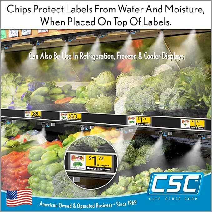 Price Data Channel Label Holder Chips, Clear Plastic Tags, 3" L x 1.25" H, 10 Mil Thick, Gondola Shelf Edge, Reusable, Made for Point of Purchase Shelf Molding by Clip Strip Corp, 2000 Pack