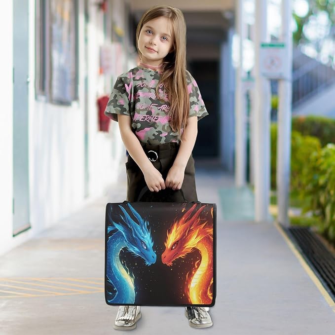 Red Blue Dragons Fire Eyes 3 Ring Binder Bag 1.5 inch Binder Organizer with Zipper Shoulder Strap 500 Sheet Documents Storage for School Office