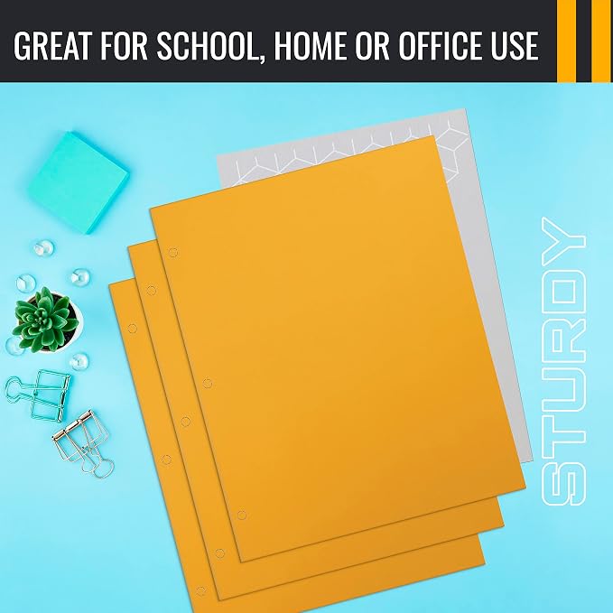Better Office Products Two Pocket Portfolio Folders, 50-Pack, Dark Yellow, Letter Size Paper Folders, 50 Pieces, Dark Yellow
